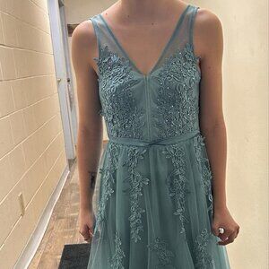 Ever Pretty Seafoam Green A-Line Prom Dress with floral appliques